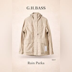 G.H. Bass Rain Parka Jacket S NWT Cornstalk Hooded Lightweight Utility